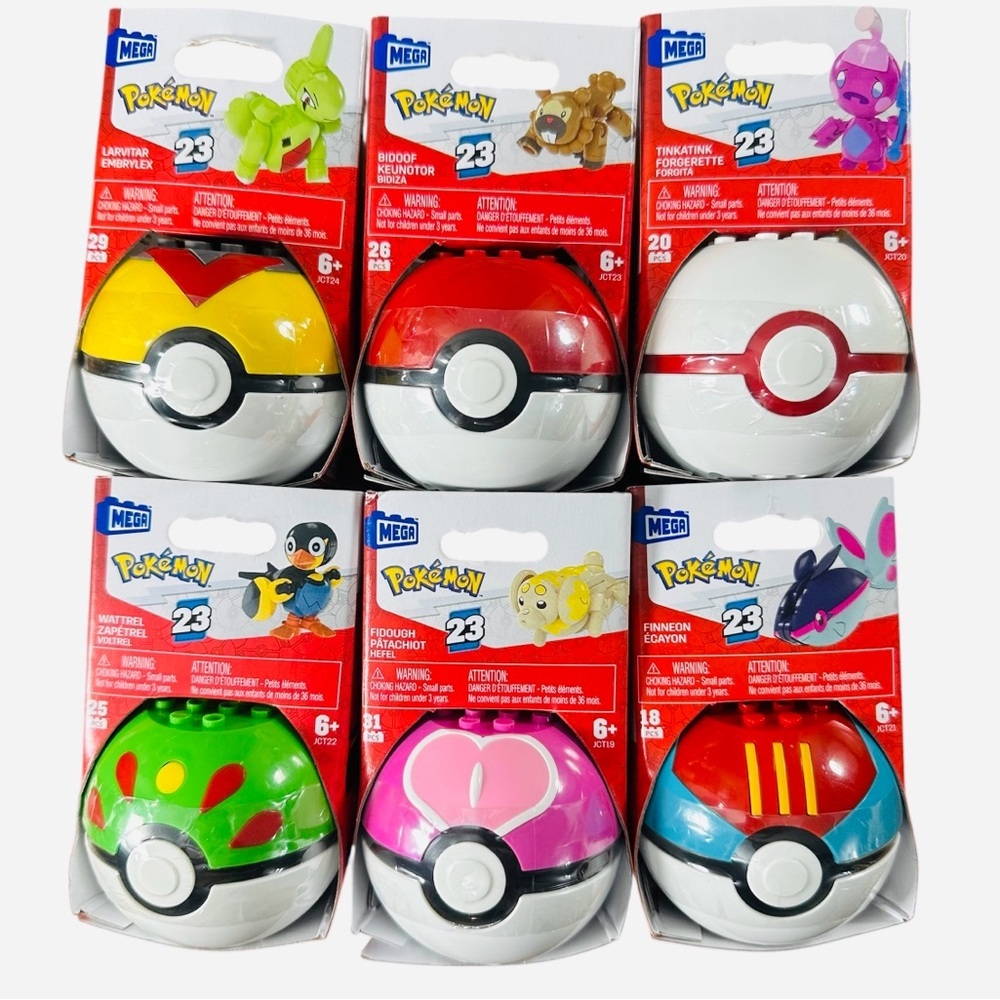 MEGA Construx Pokemon Series 23 Lot of 6 Complete Set - Tinkatink Fidough Bidoof